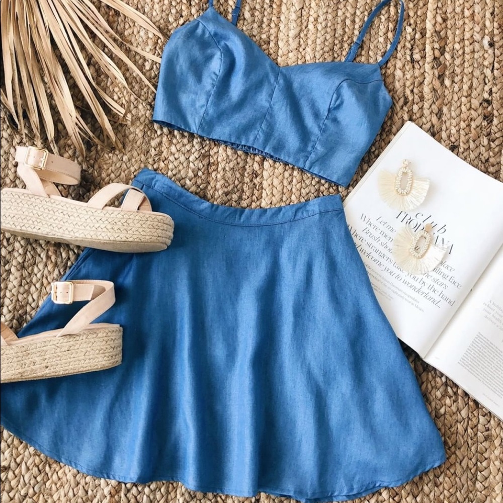 2 piece chambray outfit